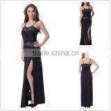 Provide Copyright Images Adult Women Evening Wear Strappy Full Length Long Black Lace Dress thumbnail-1