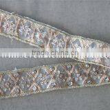 2.5cm Beaded Organza Embroidery Lace Trim With Cup Sequins in Rose Gold thumbnail-3