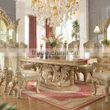 European Peacock Design Royal Rectangle Dining Table, Pure Hand Carved Upholstery Dining Chair And Furniture(MOQ=1 SET) thumbnail-2