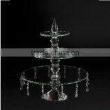 16" Tall Crystal Glass 3 Tiers Dessert Tray thumbnail-1