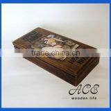 Antique Wood Crate Vintage Old Paint MDF Coins Box thumbnail-1