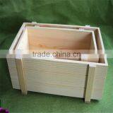 Unfinished Rectangle Pine Wooden Basket for Fireplace or Wastepaper thumbnail-6