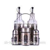 5pcs High-way Glass Oil and Vinegar Bottle With Metal Stand thumbnail-1