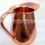 BPA FREE 100% COPPER HAMMERED PITCHER FOR WATER, BEER, MOSCOW MULE, SOLID COPPER WATER JUG thumbnail-1