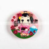 3D custom lovely Japanese girl round resin fridge magnets