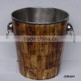 Steel Wine Cooler With Mosaic of Bone in Antique Finish thumbnail-1