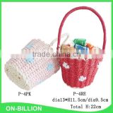 Handmade woven red pink rope easter egg basket