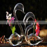 Clear Glass Vase,glass Swans thumbnail-1