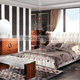 King Size Bed Headboard / French Wood Antique Bed / Upholstery Bed B9016 thumbnail-1