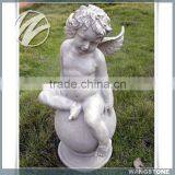 Hand Carved Modern White Marble Garden Male Sculpture thumbnail-1