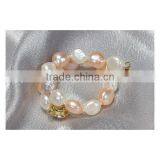 Mother's Gift 9-10mm Multicolor Baroque Freshwater Pearl Bracelet thumbnail-2