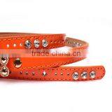 Fashion Rhinestone Decorated Pin Buckle Sex Girl Thin Orange PU Waist Belt thumbnail-5