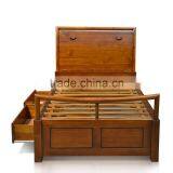 Bed Room Furniture Single With Storage And Drawers Natural Teak Wood thumbnail-4