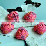 Colorful Satin Handmade Rose Flower Headband for Kids Hair Accessories thumbnail-4