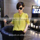 2017 Korean Design Pure Color Long Sleeve Ladies Tops Fashion Women Chiffon Blouse Designs thumbnail-2