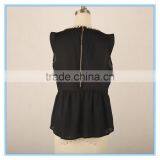 Ladies Chiffon Blouse Flounced Hem Pearl Beaded Neck Design Sleeveless Blouse thumbnail-3