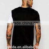 Fashion Men Cut & Sew Square Panel Round Collar Short Sleeve Plain T-shirt Wholesale Custom Factories thumbnail-2