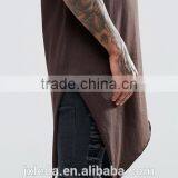 Hip Hop Fashion Men Longline Cap Sleeve Asymmetric Hem Blank T-shirts Wholesale thumbnail-3