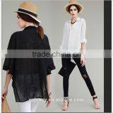 New Black Loose Fit Formal Blouse Revers Collar Buttons Ladies Office Wear thumbnail-2