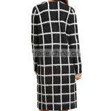 Plain Geo-patterned Front Open Blend Long Sweater Female Cardigan With Front Patch Pockets thumbnail-2