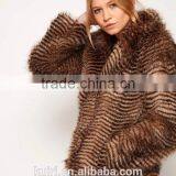 Brand 2015 Winter Women Long Turn-Down Collar Striped Faux Mink Fur Coats Plus Size Ladies Fur Coat Trench Outerwear thumbnail-1