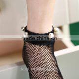 WS-5 Designs 2017 New Fashion 1Pair Summer Women Sexy Pearl Beads Lace Fishnet Ankle High Mesh Fish Net Short Ankle Socks thumbnail-2