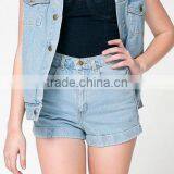 EY0609P Europe Style 2017 Ladies High Waist Retro Washed Denim Shorts thumbnail-1