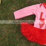 2016 Valentine's Day Design Baby Girls Romper Ruffle Dress Clothes Pink Red"Love" Cute Baby Kids Clothes With Matching Headband thumbnail-2