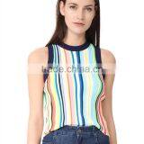 2017 OEM Sleeveless Rich Texture Rainbow Vertical Striped Blouse thumbnail-6