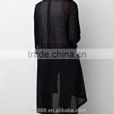 Custom Women Knitted Long Open Lace Trim Cardigan thumbnail-3