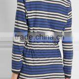 Comfortable Slip On 100% Cotton Womens Loungewear With Attached Belt in Colorful Stripes thumbnail-4