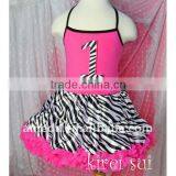 Sleeveless Dress Pettidress One Piece For Girls - Hot Pink & Zebra With Number 1 thumbnail-1