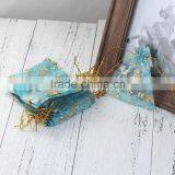 Wholesale Drawstring Rectangle Blue Angel Pattern Custom Organza Jewelry Bags thumbnail-3