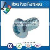 Made in Taiwan Button Head Socket Cap Screw Metric ISO 7380 Grade 10 9 Coarse Bare Steel Zinc Plated thumbnail-5
