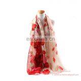 2016 New Rose Flower Printed Voile Scarf Wholesale