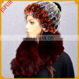 Three Pom Poms Winter Warm Real Animal Fur Hat thumbnail-1