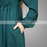 2017 New Islamic Design Long Muslim Kaftan Dress Abaya Teal Flared Maxi Dresses Women Simple Long Abaya thumbnail-5