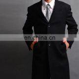Classic Design Outwear Single Breasted Three Buttons Men's Black Wool Carcoat