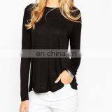 Euro Style Causal Long Sleeves Ladies Blouse Designs in Black Color thumbnail-1