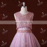Stylish Sleeveless Flowers Lace Appliqued Beaded Low-Cut Back Ball Gown Pink Patterns Of Lace Evening Dresses In Istanbul 2016 thumbnail-2