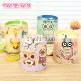 China Alibaba supply gift for kids Multifunction alloy Pen holder cartoon owl money boxes wholesale cheap piggy bank metal