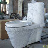 Carrara White Marble Bathroom Toilet Natural Stone Toilet thumbnail-1