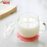 Novelty Clear Thicken Office Borosilicate Glass Milk Coffee Cup With Lid
