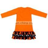 Girls Boutique Outfit Cat Printed Double-deck Floral Stripe Top and Orange Black Stripe Trousers Children Sets thumbnail-3