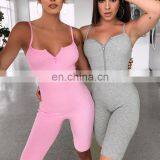New Arrivals Best Sellers Summer Women Sexy V-Neck Sportswear Jumpsuit Ladies Bodycon Playsuit With Zippers thumbnail-1