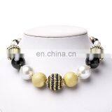 Girl Bees Necklace Bracelet 2pcs Set Children Yellow Black Chunky Bubble Beads Jewelry Gift thumbnail-2