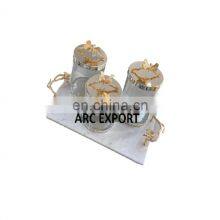 Butterfly Gold Metal Canisters With Butterfly Luxury Tray