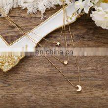 Bohemian Gold Moon Choker Necklace for Women Chains Statement Necklace Star Map Heart Pendant Necklaces Boho Jewelry Gift thumbnail-5