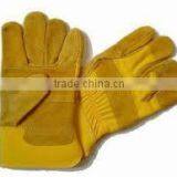 Cow Split Leather Safety Gloves With Patch Palm Rubberized Cuff Palm thumbnail-5