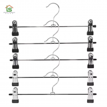 OEM Household Metal Pants Skirt Hangers With Clips Wire Trousers Hangers for Cloths Metal Clothes Pant Hanger thumbnail-2